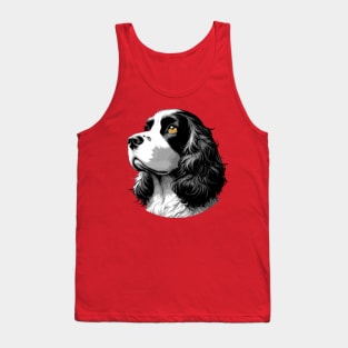 Stunning and Cool English Cocker Spaniel Monochrome and Gold Portrait for Father's Day Tank Top